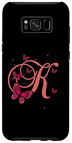 Galaxy S8 Plus  Romantic Butterfly Initial Letter K Pink Monogram Case