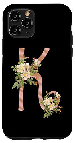 iPhone 11 Pro Romantic Floral Initial Letter K Flowers Monogram Case