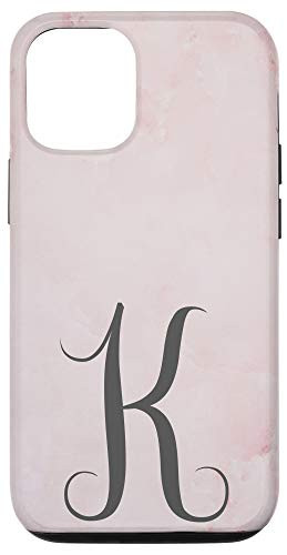 iPhone 12 12 Pro Initial K Rose Pink Letter K Monogram Girls Gift Phone Case