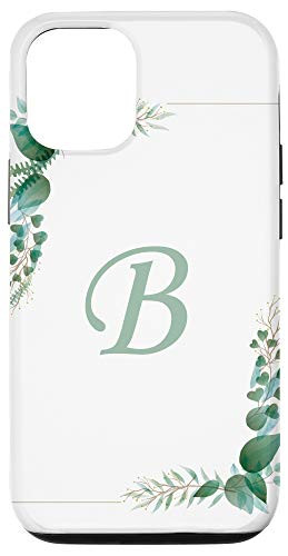 iPhone 12 12 Pro Letter B Floral Frame Name Initial Cute Flower Lover Gifts Case