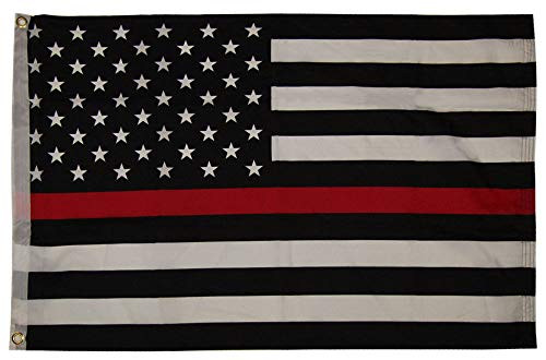 K's Novelties 2x3 USA American Thin Red Line Fire 2'x3' Rough Tex 100D Flag Grommets _RUF_