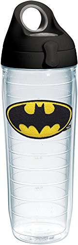 Tervis 1231943 Batman Tumbler with Emblem and Black with Gray Lid 24oz Water Bottle, Clear