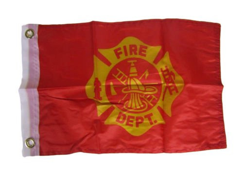 K's Novelties 12x18 12 inch x18 inch  Fire Dept Emblem Fighter Department Motorcycle Flag Grommets