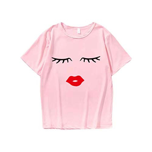 Meikosks Women's Cute Eyes Lash Printed T Shirt Short Sleeve O_Neck Tops Casual Blouses Pullover Pink Meikosks Women's Cute Eyes Lash Printed T Shirt Short Sleeve O_Neck Tops Casual Blouses Pullover Pink