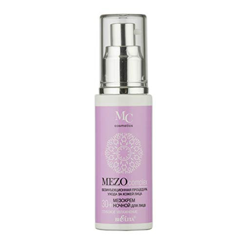 Bielita  and  Vitex MEZOcomplex Line Night Face Mezo Cream 30 Plus  Deep Hydration for All Skin Types_ 50 ml with Hyaluronic Acid_ Cocoa Butter_ Almond Oil_ Amino Acid Cocktail_ Vitamins A_ C_ E_ F