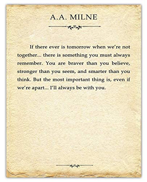A.A. Milne If There Ever Is Tomorrow Typography Wall Art Prints _ Unique Room Decor for Boys_ Girls_ Men  and  Women _ _11x14_ Unframed Pictures Great Gift Idea for Book Lovers Under  15