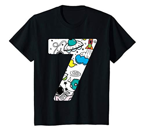 Kids 7th Birthday Shirt Boy 7 Years Old Outer Space Astronaut T_Shirt