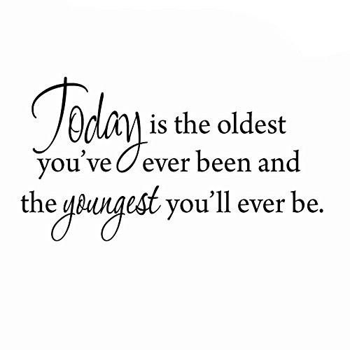 Today is The Oldest You've Ever Been and The Youngest You'll Ever Be Inspirational Wall Decal VWAQ_1640 _22 inch W X 12 inch H_ Today is The Oldest You've Ever Been and The Youngest You'll Ever Be Inspirational Wall Decal VWAQ_1640 _22 inch W X 12 inch H_