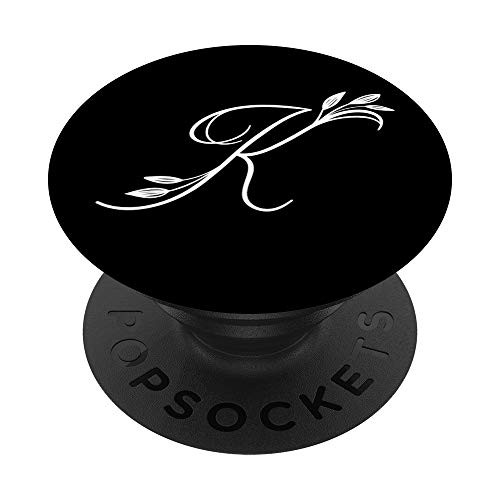 Letter K PopSocket Grip K Initial Floral Design Flower Font PopSockets Grip and Stand for Phones and Tablets