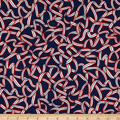 Studio E Fabrics American Style Ribbon Dark Blue Fabric by The Yard