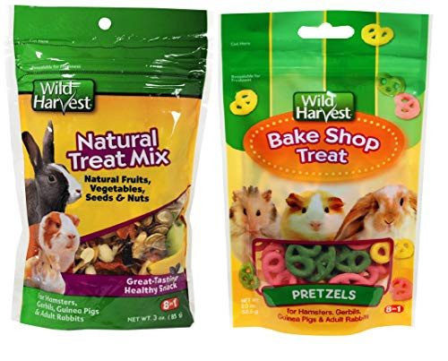 Wild Harvest 2_Variety Flavor Packs_ 3.oz Natural Treat Mix_ and 2.oz Pretzels Small Animal Treats for Guinea Pigs_ Hamsters_ Gerbils_ Adult Rabbits