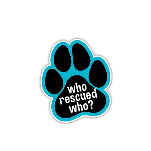 Paw Sticker Blue Dog Who Rescued Who Decal by Megan J Designs Laptop Window Car Vinyl Sticker
