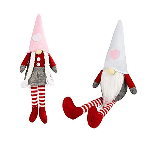 2Pack Valentines Gnomes Plush Decorations _Valentines Day Mr  and  Mrs Handmade Swedish Tomte Stuffed Gnomes Plush Doll Ornaments_Valentines Home Table Gnomes Decor_ Sweet Valentines Gift _C_