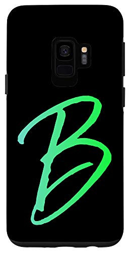 Galaxy S9 Initial B Phone Case Bright Colorful Blue  and  Green Letter B Case