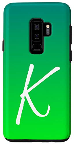 Galaxy S9 Plus  Bright Green Letter K Phone Case Cute Green Ombre Letter K Case