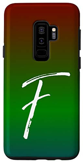 Galaxy S9 Plus  Initial F Blue Green Red Gradient Phone Case Green Letter F Case