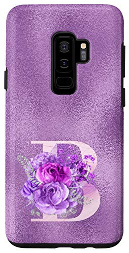Galaxy S9 Plus  Lilac floral Initial Letter B monogram purple floral Case