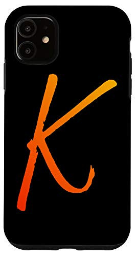iPhone 11 Sunrise Orange Initial K Phone Case Sunset Color Letter K Case