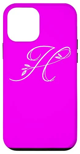 iPhone 12 mini Letter H Flower Hot Pink Phone Case Pink Floral Initial H Case