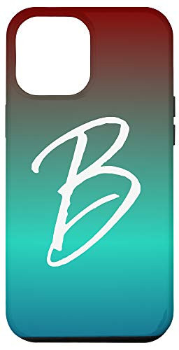 iPhone 12 Pro Max Letter B Blue to Red Gradient Phone Case Cute Teal Initial B Case