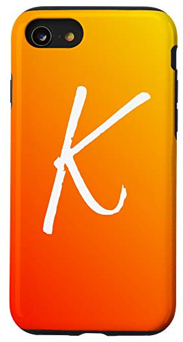 iPhone SE _2020_   7   8 Orange Sunset Initial K Phone Case Yellow Sunrise Letter K Case