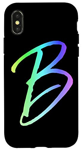 iPhone X XS Initial B Phone Case Colorful Rainbow Bright Colors Letter B Case