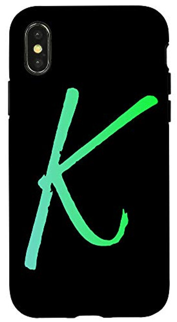 iPhone X XS Initial K Phone Case Bright Colorful Blue  and  Green Letter K Case