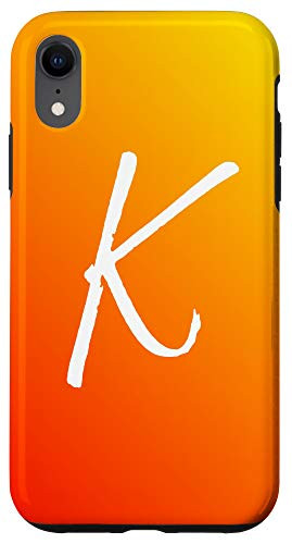 iPhone XR Orange Sunset Initial K Phone Case Yellow Sunrise Letter K Case
