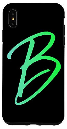 iPhone XS Max Initial B Phone Case Bright Colorful Blue  and  Green Letter B Case