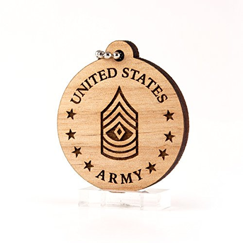 Sunset Design Lab E_8 First Sergeant US Army Rank 1SG OR_8 Wood Laser Cut Keychain Charm Ornament