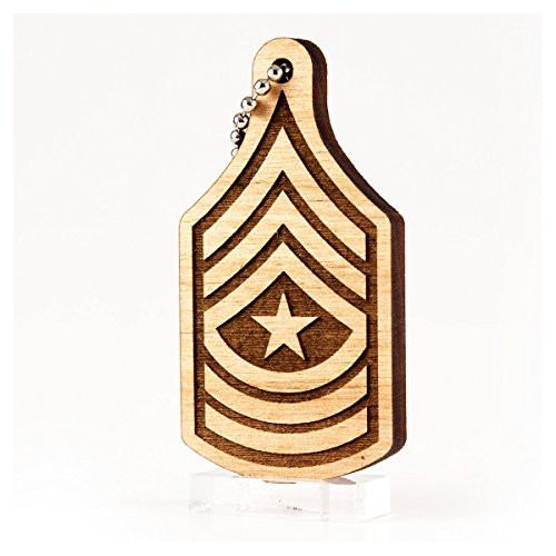 Sunset Design Lab E_9 Sergeant Major Rank US Army SGM OR_9 Wood Laser Cut Keychain Charm Ornament