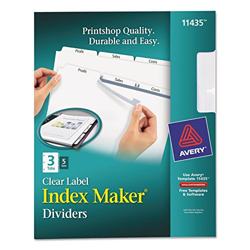 Avery Index Maker Dividers with Clear Labels, 3 Tab, 5 Sets (11435)