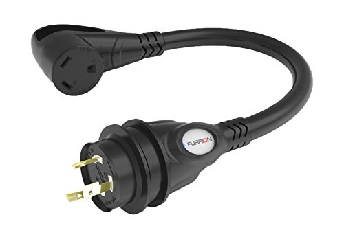 Furrion FP3130R-SB Black 30 Amp Pigtail Adapter RV Connector to 30 Amp Marine Plug