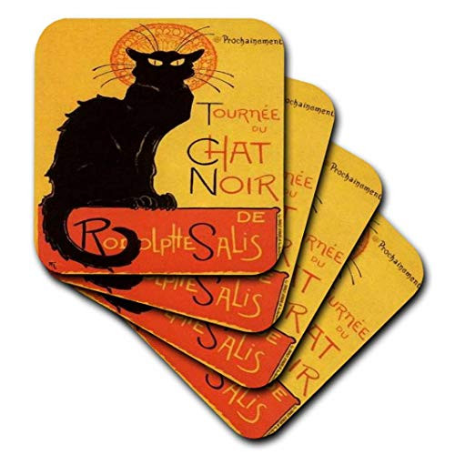 3dRose CST_46907_2 Le Chat Noir Advertising, Art Nouveau, Black Cat, Cat, Cats, Chat Noir, Le Chat Soft Coasters, Set of 8