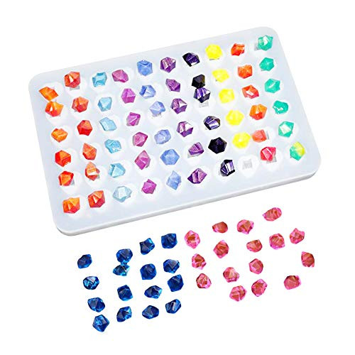 Super Glossy Silicone Mold 60 Cavities for Mini Gems 3D Diamond Gem Epoxy Resin Casting Mold Resin Molds for DIY Crystals Stone Jewelry Making Craft