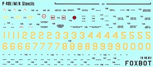 Decal for Stencils for Curtiss P_40E M K 1 48 Scale Foxbot 48_011 _ Model Kit