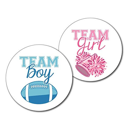 36 2.5 inch Football and Cheerleader Gender Reveal Party Stickers