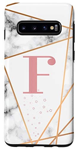 Galaxy S10 Initial Letter F phone case Geometric Pink Monogram Chic Case