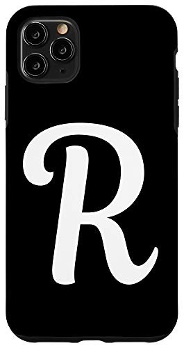 iPhone 11 Pro Max Black white Monogram R Initial Capital Letter R Gifts Phone Case