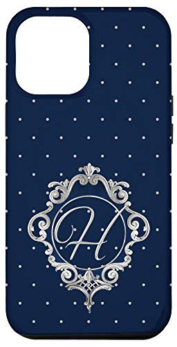 iPhone 12 Pro Max Blue ornamental initial letter H monogram elegant Case