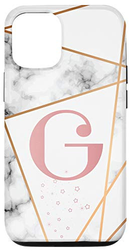 iPhone 12 12 Pro Initial Letter G phone case Geometric Pink Monogram Chic Case