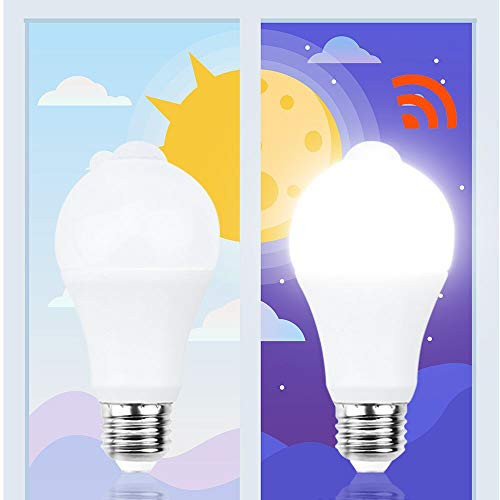 Luxvista E26 Motion Sensor Bulbs_ 7W A19 Automatic Dusk to Dawn Motion Detector Light_ Sensor Bulb 60W Equivalent Soft White 2700K_ 2_Pack for Stairs Storage Room Balcony Basement