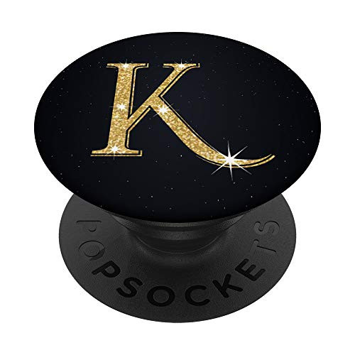 Gold Monogram Initial Letter  inch K inch  In the Night Sky PopSockets Grip and Stand for Phones and Tablets