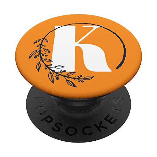 California Poppy Yellow Floral Monogram Letter K First Initi PopSockets PopGrip  Swappable Grip for Phones  and  Tablets