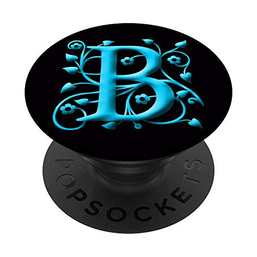 B Letter Monogram Floral Black Blue Initial Teal Flowers PopSockets PopGrip Swappable Grip for Phones and Tablets B Letter Monogram Floral Black Blue Initial Teal Flowers PopSockets PopGrip Swappable Grip for Phones and Tablets