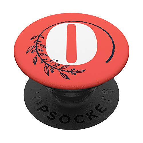 Pink Floral Monogram Letter O First Initial White with Navy PopSockets PopGrip  Swappable Grip for Phones  and  Tablets