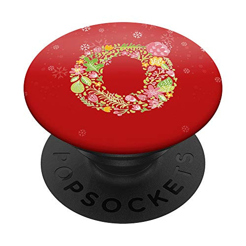 Christmas Initial Letter  inch O inch  Colored Floral Monogram For Wom PopSockets PopGrip  Swappable Grip for Phones  and  Tablets