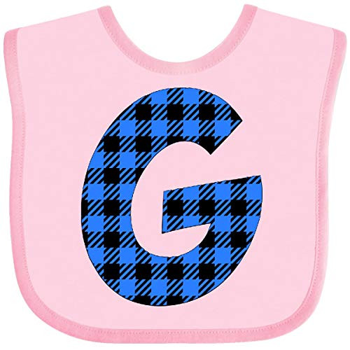 Inktastic Blue Buffalo Plaid Initial G Baby Bib Pink 3cb03