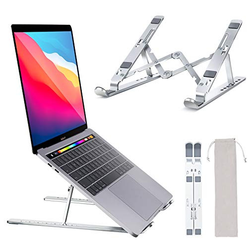 Laptop Stand_ Amoner Adjustable Tablet Stand_ Aluminum Air_Ventilated Computer Stand Laptop Riser for Desk_ Compatible MacBook Air Pro_ HP_ Lenovo_ Dell_ and More Laptop_ Tablet Under 17