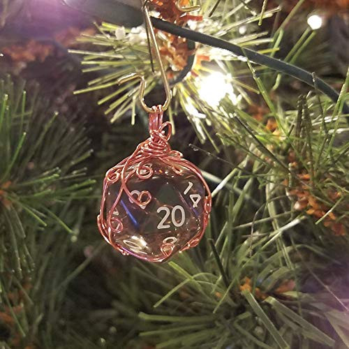 DND D20 Christmas Tree Ornament Drowskin in Copper Dungeon  and  Dragons Dice Necklace_ or Rear View Mirror Decoration